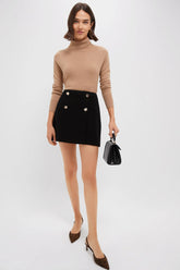 Black Button-Front Frances Skirt